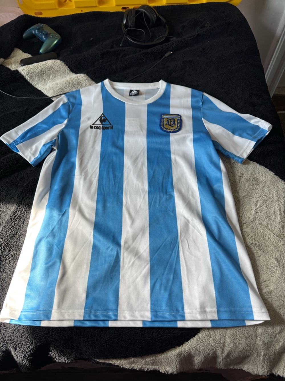 Le Coq Sportif Argentina Blue & White Striped Soccer Jersey